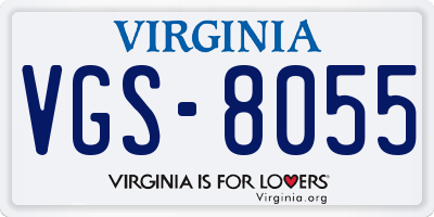 VA license plate VGS8055