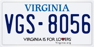 VA license plate VGS8056