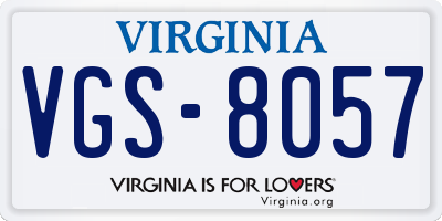 VA license plate VGS8057