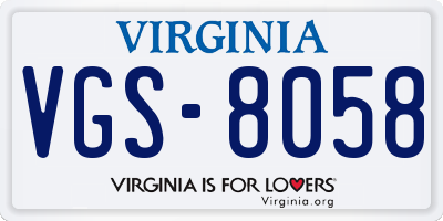 VA license plate VGS8058