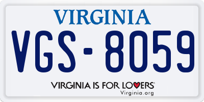 VA license plate VGS8059