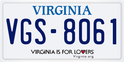 VA license plate VGS8061