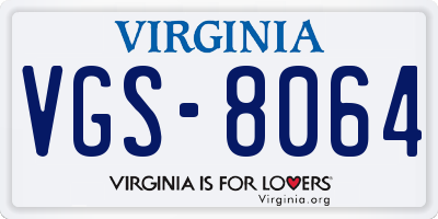 VA license plate VGS8064