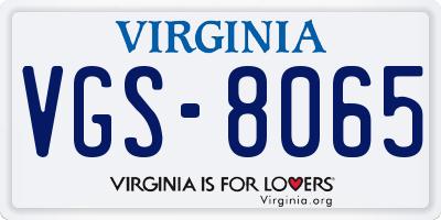 VA license plate VGS8065