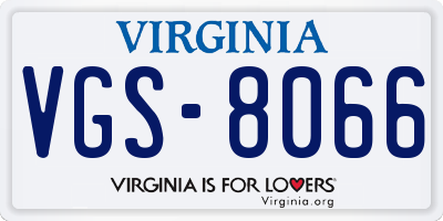 VA license plate VGS8066