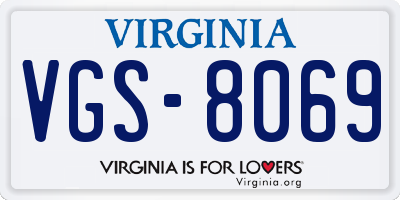 VA license plate VGS8069