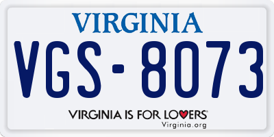 VA license plate VGS8073