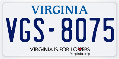 VA license plate VGS8075