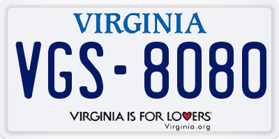 VA license plate VGS8080