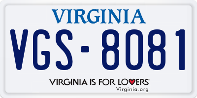 VA license plate VGS8081