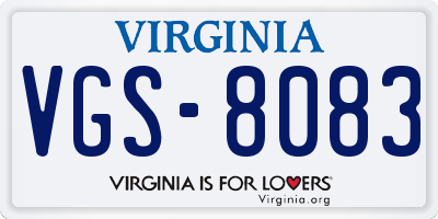 VA license plate VGS8083