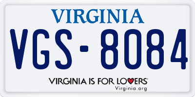 VA license plate VGS8084