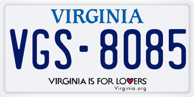VA license plate VGS8085