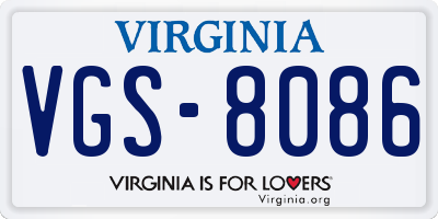 VA license plate VGS8086