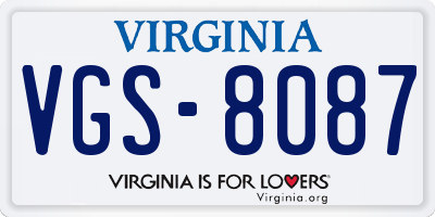 VA license plate VGS8087