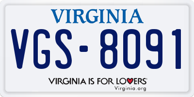 VA license plate VGS8091