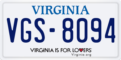 VA license plate VGS8094