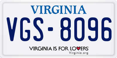 VA license plate VGS8096
