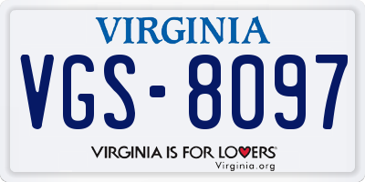 VA license plate VGS8097