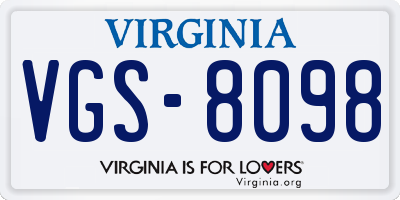 VA license plate VGS8098