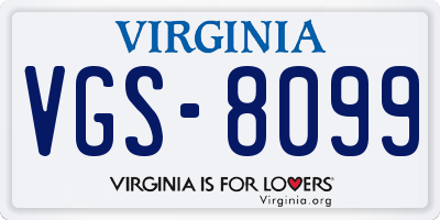 VA license plate VGS8099