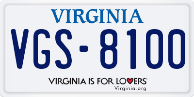 VA license plate VGS8100
