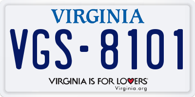 VA license plate VGS8101