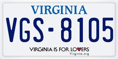 VA license plate VGS8105