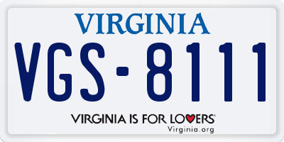 VA license plate VGS8111
