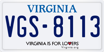 VA license plate VGS8113