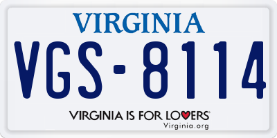 VA license plate VGS8114