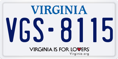 VA license plate VGS8115