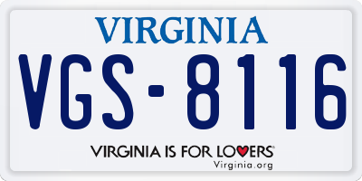VA license plate VGS8116