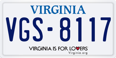 VA license plate VGS8117