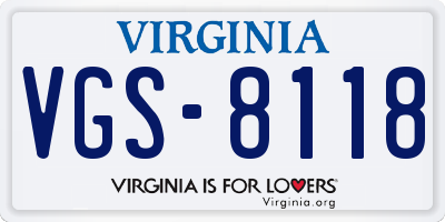VA license plate VGS8118