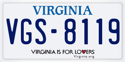 VA license plate VGS8119