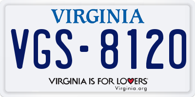 VA license plate VGS8120