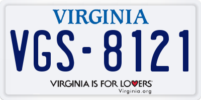 VA license plate VGS8121