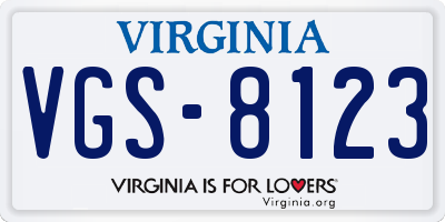 VA license plate VGS8123