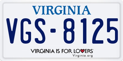 VA license plate VGS8125