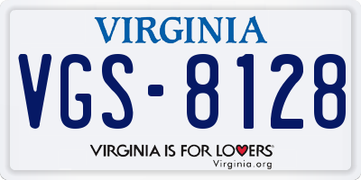 VA license plate VGS8128
