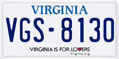 VA license plate VGS8130