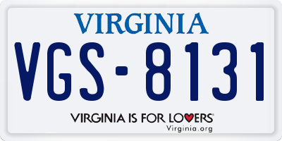 VA license plate VGS8131