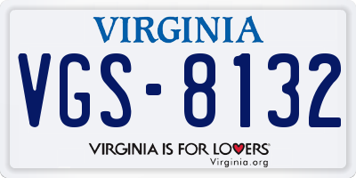 VA license plate VGS8132