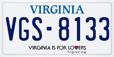 VA license plate VGS8133