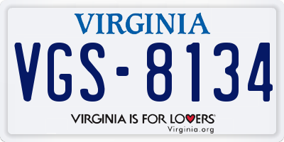 VA license plate VGS8134