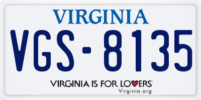 VA license plate VGS8135