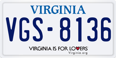 VA license plate VGS8136