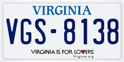 VA license plate VGS8138