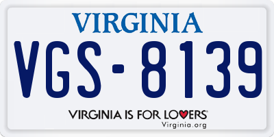 VA license plate VGS8139